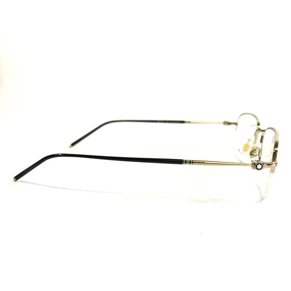 Montblanc Eyeglasses Frames MB0131O 002 Black Gold Square Half Rim 52-20-145